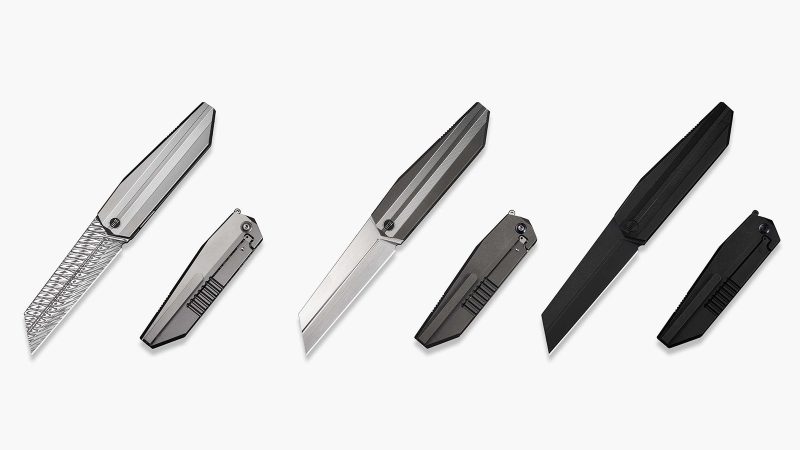WEKNIFE Collinear Flipper Knife with titanium handle, premium steel blade, minimalist modern EDC design, and rapid ball-bearing flipper action.