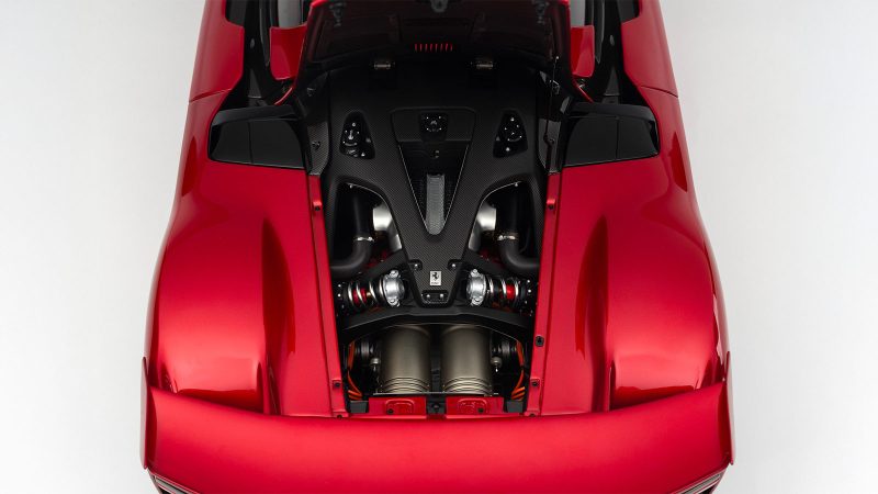 The Ferrari F80 1:8 scale model Rosso Supercar limited edition is handcrafted with original Ferrari CAD, CNC components, detailed interior, and precision engineering.