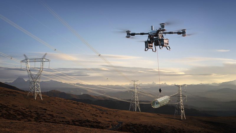 The DJI FlyCart 100 heavy-lift industrial drone with high payload capacity, dual-battery system, rugged modular design, and advanced aerial delivery capabilities.