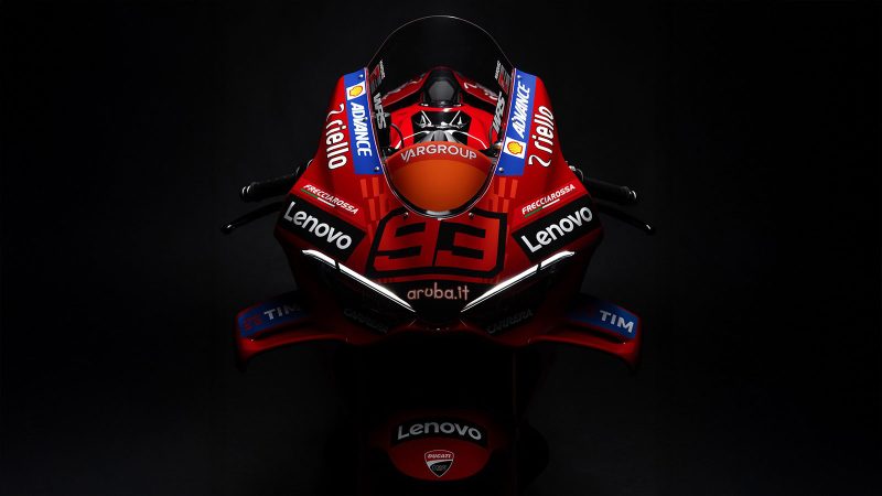 The Ducati Panigale V4 Márquez 2025 World Champion Replica motorcycle with MotoGP-inspired livery, race-spec components, and limited-edition superbike design.