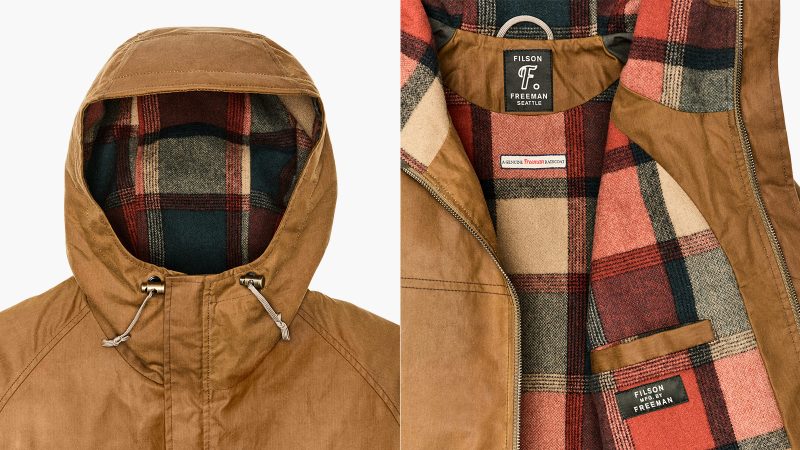 Filson x Freeman Collection featuring rugged Pacific Northwest-inspired weatherproof jackets and apparel combining Filson durability with Freeman rainwear design.