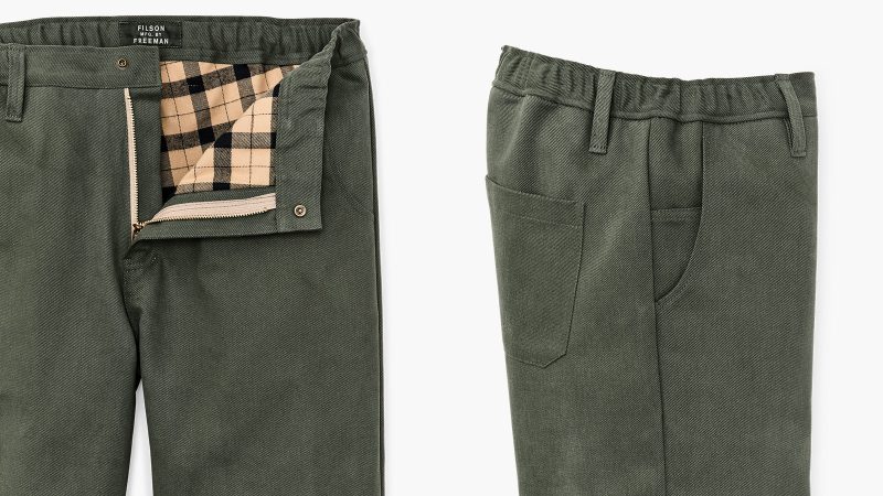 Filson x Freeman Collection featuring rugged Pacific Northwest-inspired weatherproof jackets and apparel combining Filson durability with Freeman rainwear design.