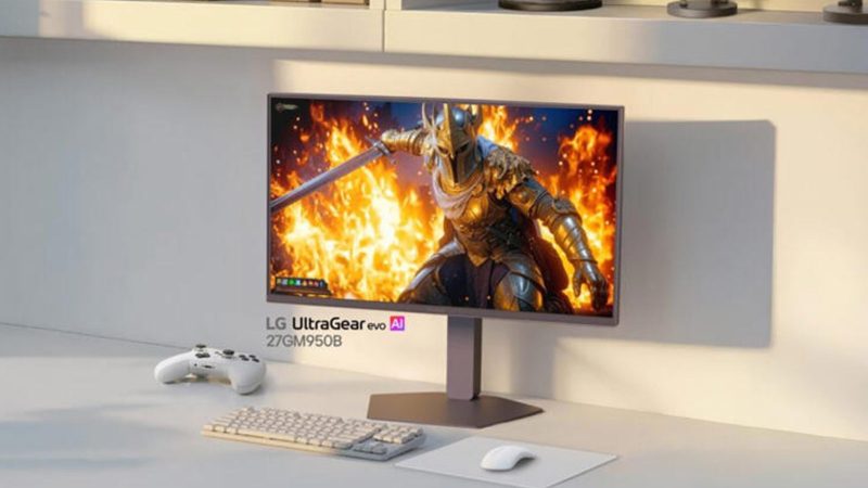 The LG UltraGear evo gaming monitors feature a slim OLED panel, vibrant RGB hexagonal backlighting, and a high-performance minimalist stand.