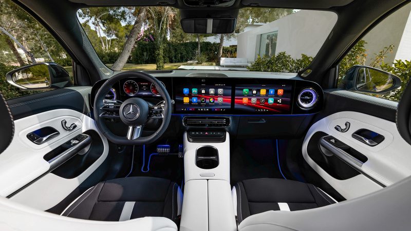 The 2026 Mercedes-Benz GLB features a bold design and a panoramic roof.