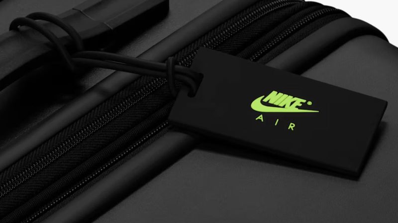 Nike’s 29-inch and 26-inch hardshell luggage in matte black featuring embossed Swoosh logo, multi-directional spinner wheels, and telescopic handles.
