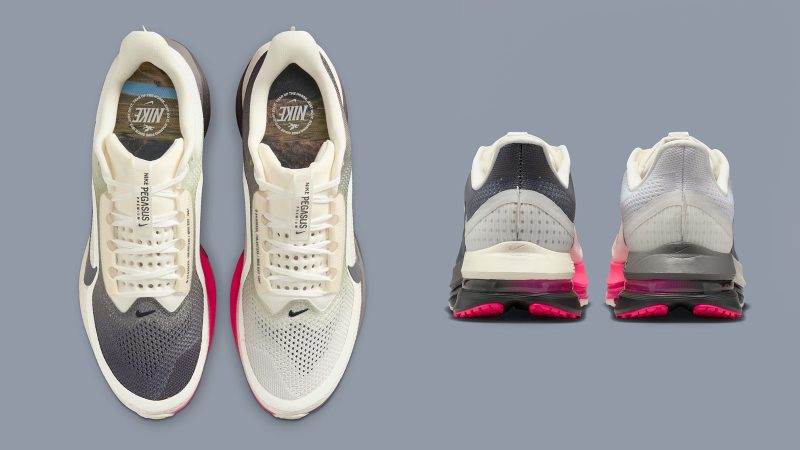 The Nike Pegasus Premium Year of the Horse sneaker features a jade and anthracite gradient mesh upper, wing-shaped heel tags, and a pink-accented ZoomX midsole.