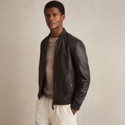 REISS Nails The Modern Leather Bomber