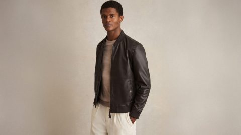 REISS Nails The Modern Leather Bomber