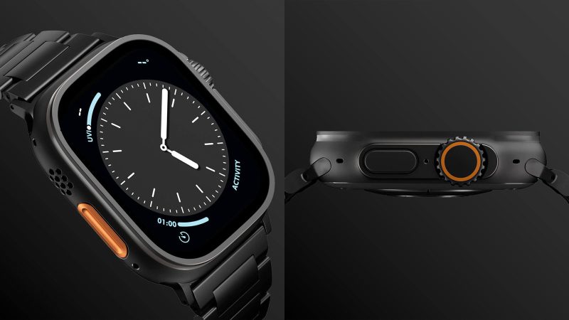The Sandmarc Titanium Edition Apple Watch Ultra Band is made from lightweight premium titanium with precision-machined links for rugged durability and luxury style.