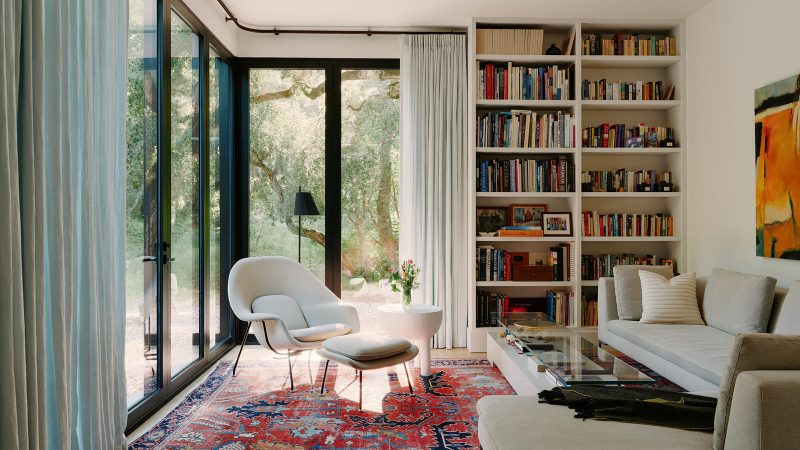 The Preserve I Home by Studio Schicketanz features modern modular architecture nestled between mature oak trees in a California meadow conservancy.