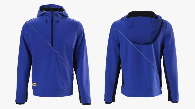 Tracksmith’s NDO Anorak winter running jacket with Merino wool lining, Schoeller softshell exterior, adjustable hood, 360-degree reflectivity, and technical cold-weather design.