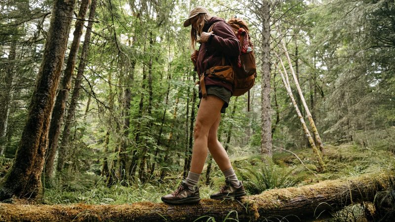 VEJA + Finisterre Fitz Roy Trail Shoe in a rugged olive and black colorway featuring recycled polyester uppers and multidirectional rubber lugs.
