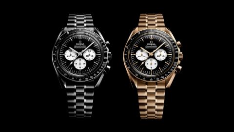 Omega’s Moonwatch Goes Reverse Panda in Steel and Gold