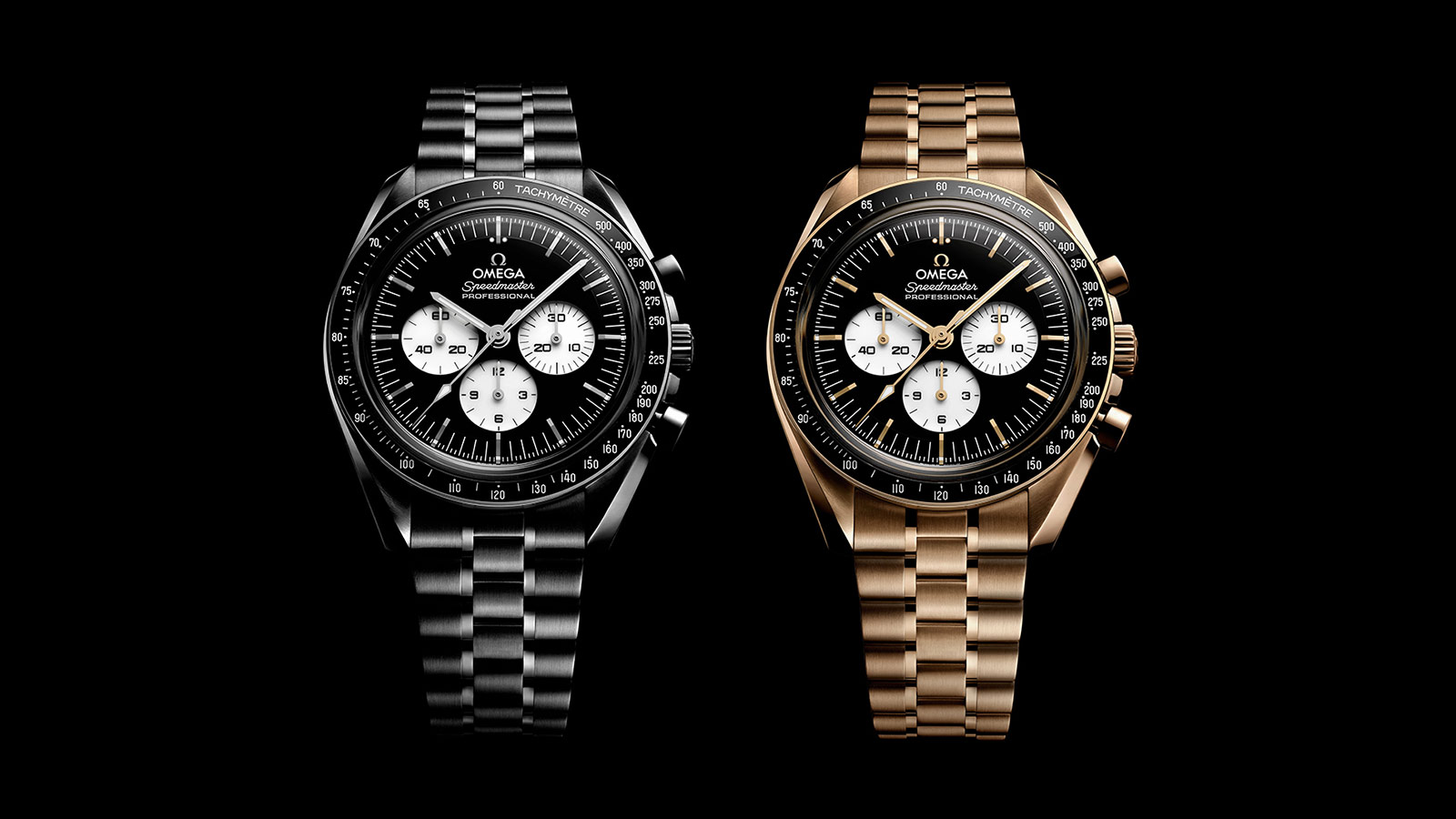 Omega’s Moonwatch Goes Reverse Panda in Steel and Gold